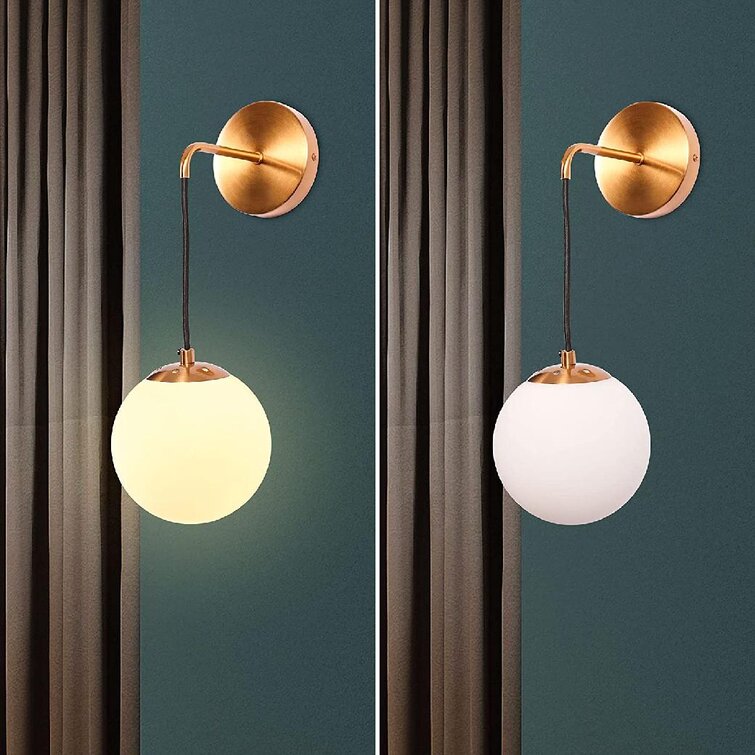 Modern Simple Style Globe Glass Wall Sconce Lighting Antique Finish Wall Fixture 
