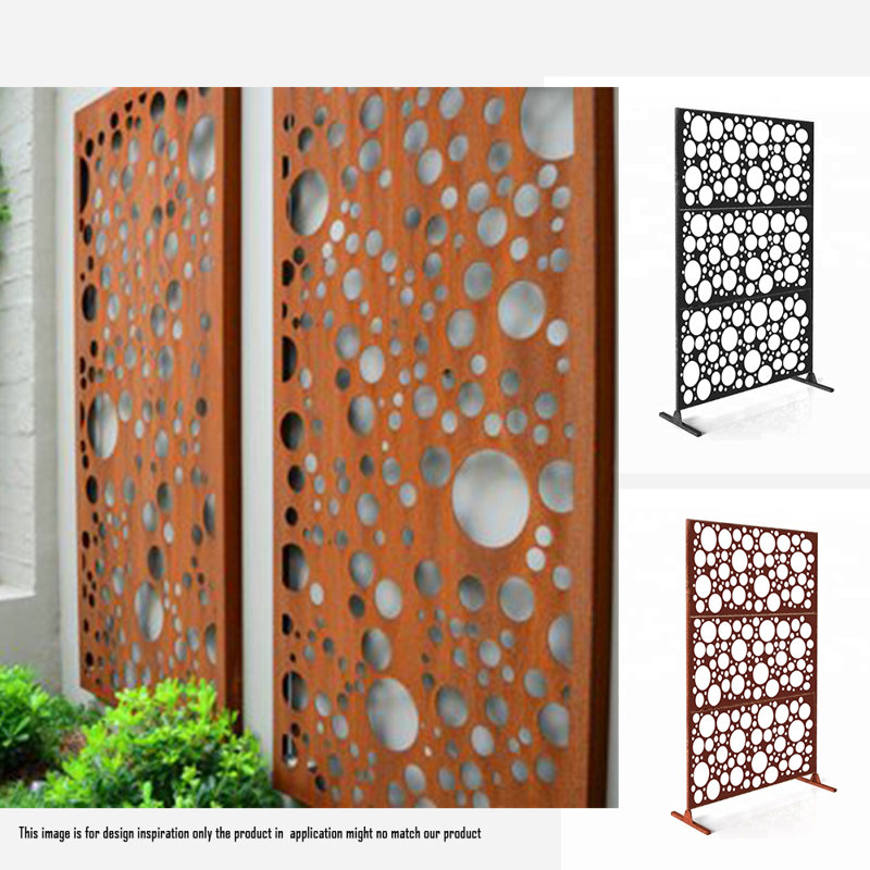 E Joy 6 5 Ft H X 4 Ft W Laser Cut Decorative Metal Privacy