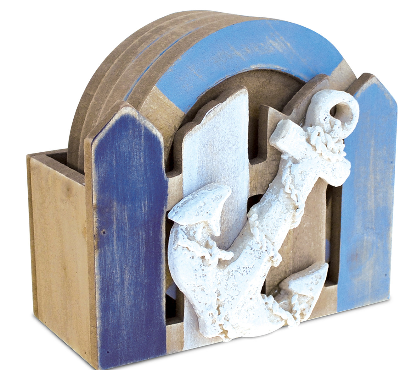 Blue Anchor Coaster Set