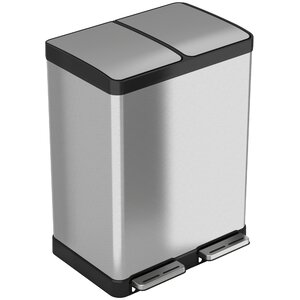 Stainless Steel 16 Gallon Step-On Multi-Compartments Trash and Recycling Bin