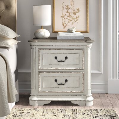 Kelly Clarkson Home Hanley 2 - Drawer Nightstand in Antique White/Brown ...