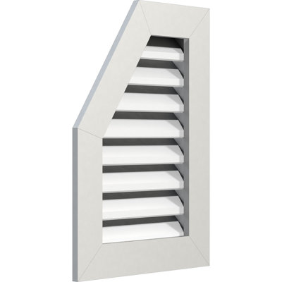 Pvc Half Octagon Top Left Gable Vent With Flat Trim Frame In White
