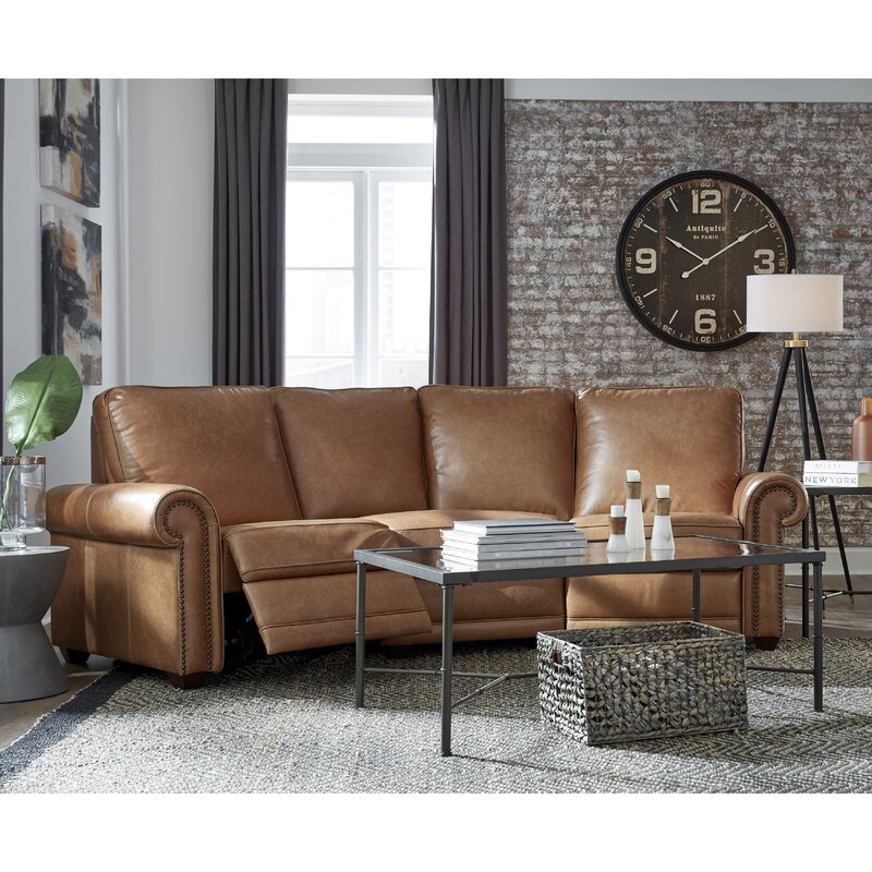 Canora Grey Glantz Leather Symmetrical Reclining Sectional | Wayfair