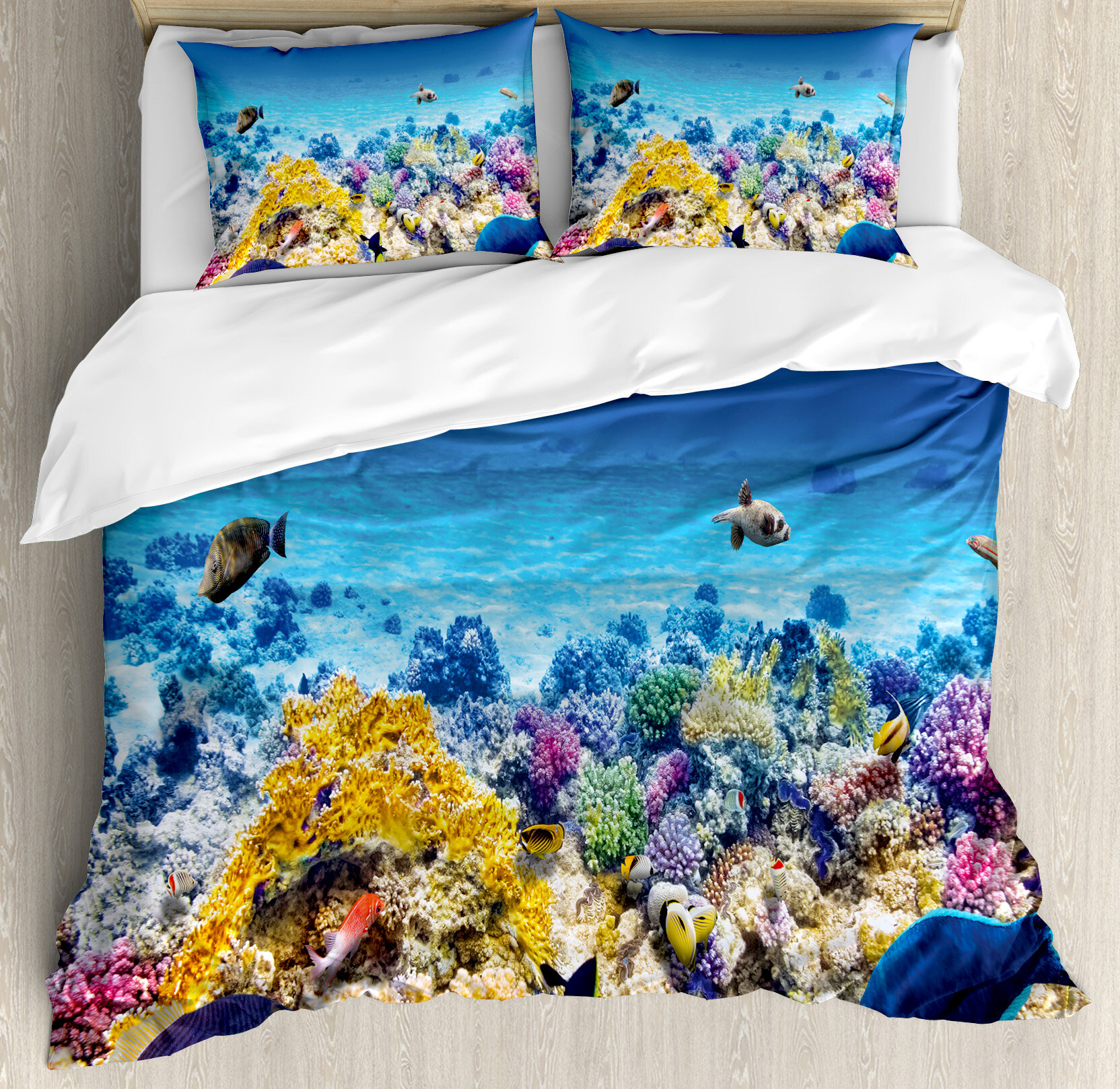 Ambesonne Ocean Underwater Sea World Scene With Goldfish Starfish