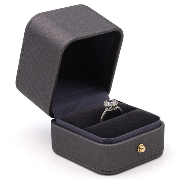 Ring Gift Box Black Faux Leather Wht Velvet Jewelry Present 2.25”x2”  Case of 12 