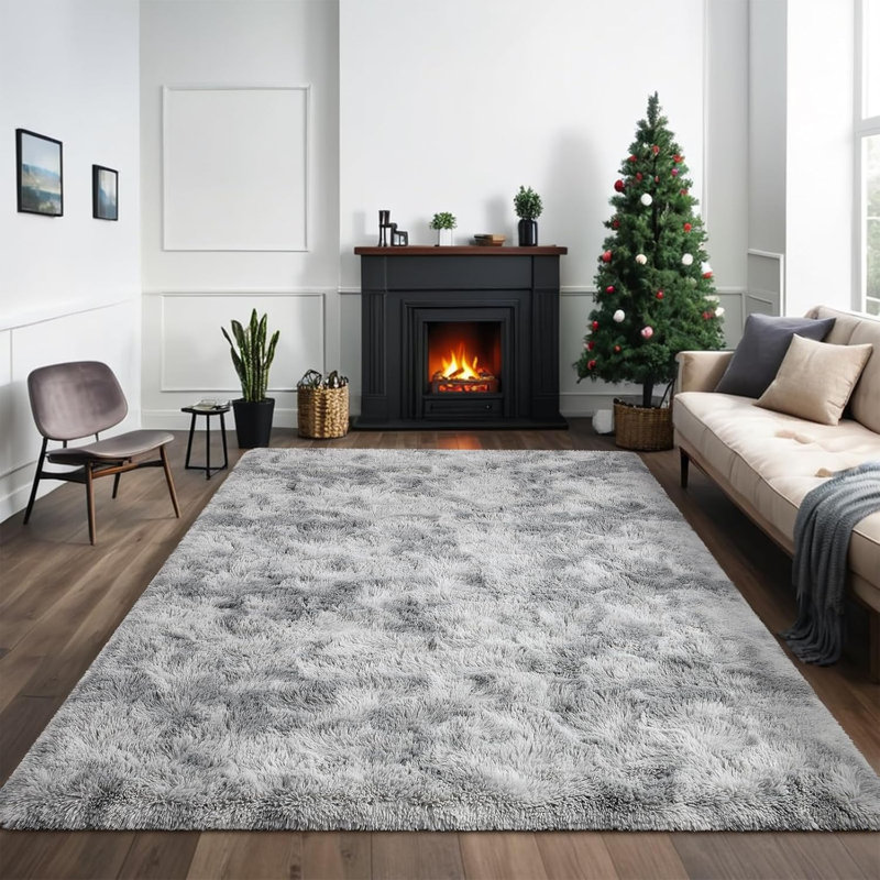 Antonije Tie Dye Shag Area Rug in Gray Rug Size: Rectangle 5' x 8'