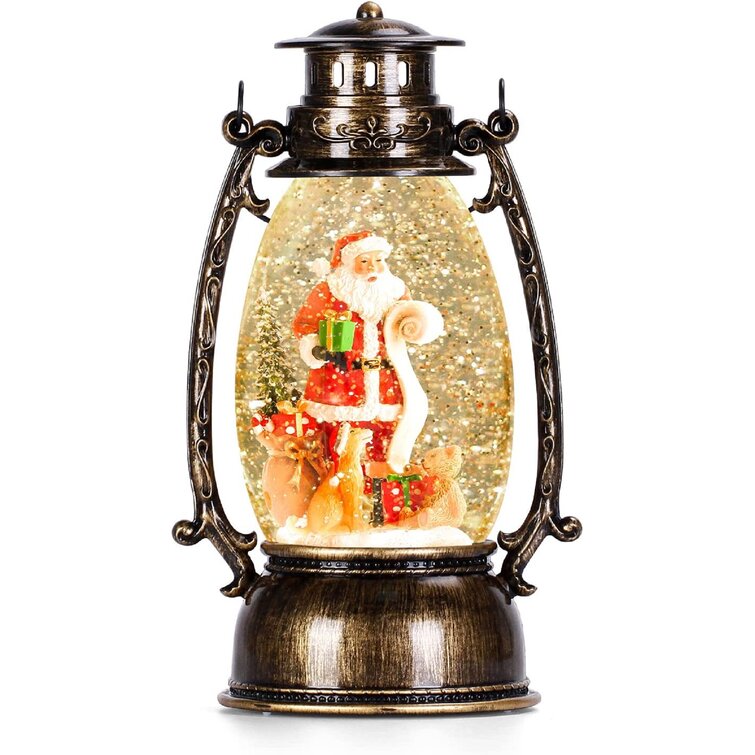 Christmas Snow Globe Lantern Decoration Santa Claus Musical Lantern USB or Battery Operated Lighted LED Water Snow Globes Glittering with 6H Timer for Christmas Decorations and Gifts 