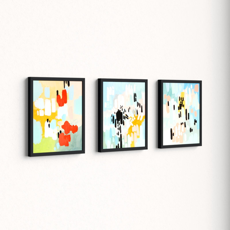 Abstract 3 Piece Picture Frame Graphic Art Print Set On Canvas