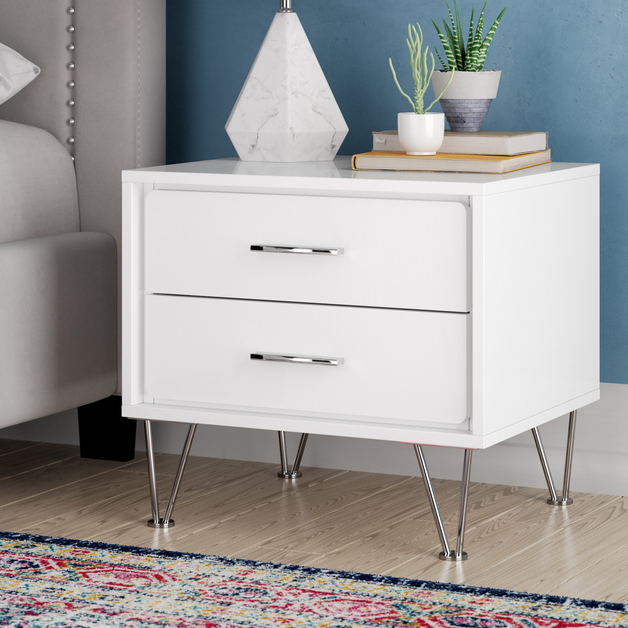 Mistana Wolfe 2 Drawer Nightstand Reviews Wayfair