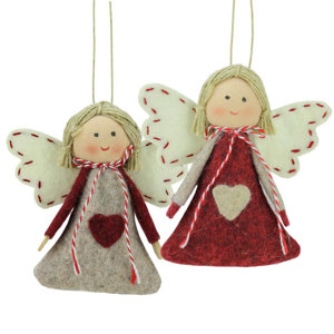 2 Piece Holiday Angel Girl Decorative Hanging Christmas Ornament Set