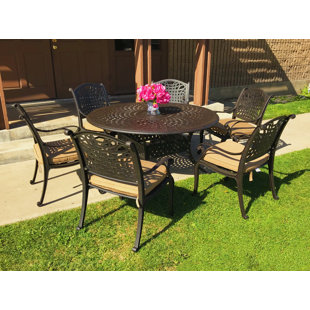 Go to store & view more images Campion 7 Piece Sunbrella Dining Set with Cushions by Fleur De Lis Living