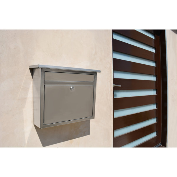Large Stainless Steel Architectural Mailboxes 2417PS-10 Maya Locking Wall Mount Mailbox