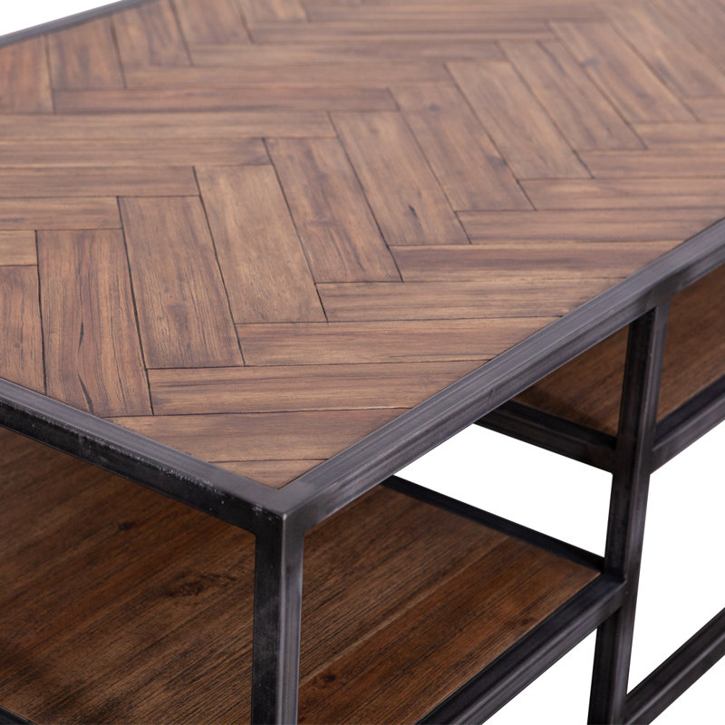 Eleonora Tanned Rustic Acacia Wood And Iron Coffee Table Livia