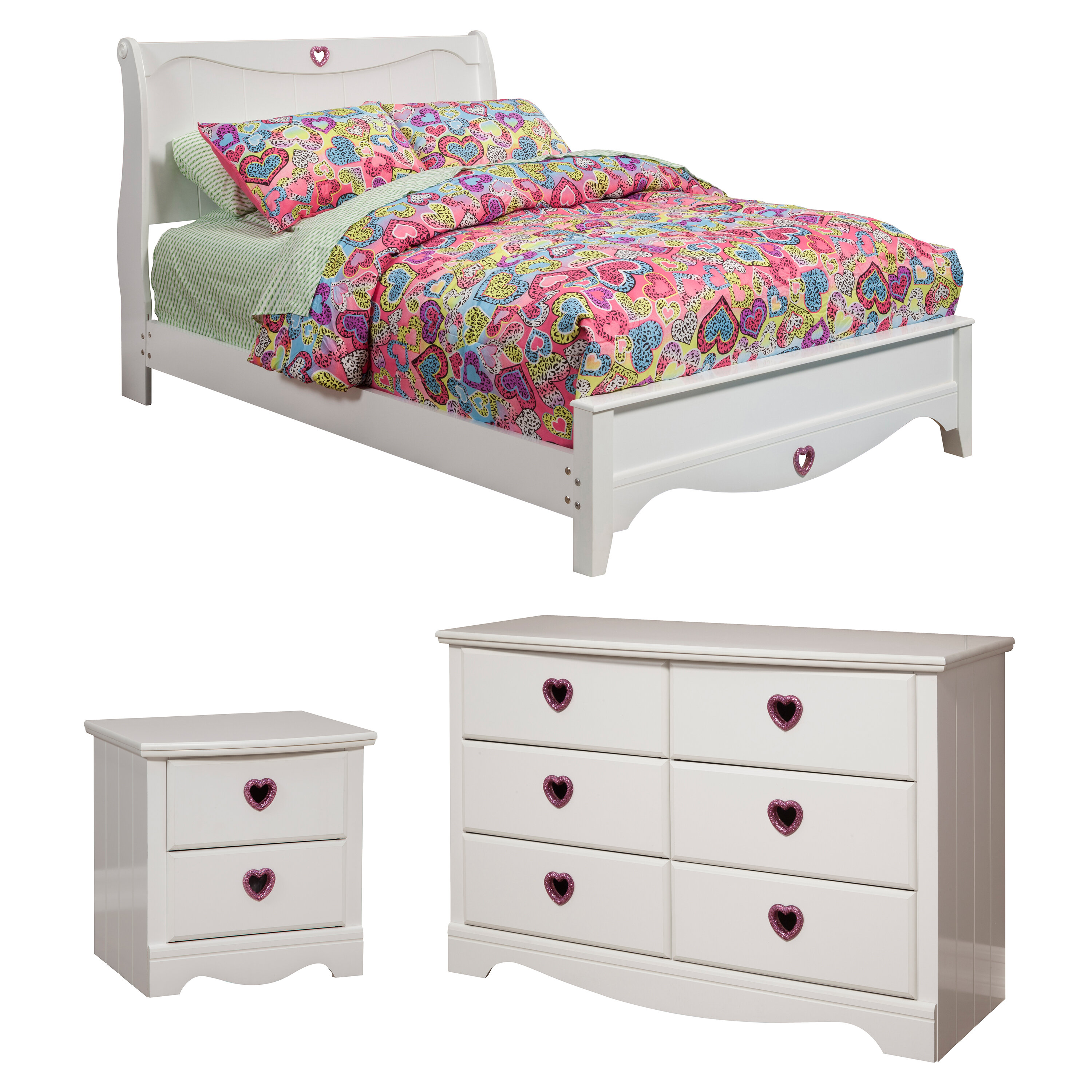 Sandberg Furniture Sparkling Hearts Panel Configurable Bedroom Set