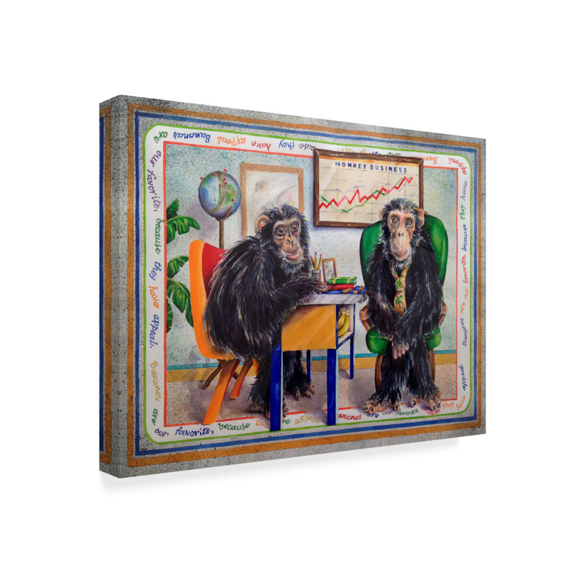 Winston Porter Monkey Business Acrylic Painting Print On Wrapped