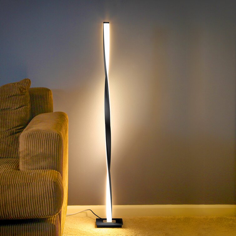 Curved Black Minimalist Corner Colour Floor Lamp LED Twisted Helix Design 