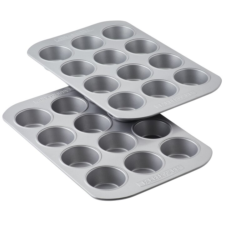 Set of 2 Large Muffin Tray 12 Cup Silicone Muffin Pan Non-Stick Muffin Cupcake 