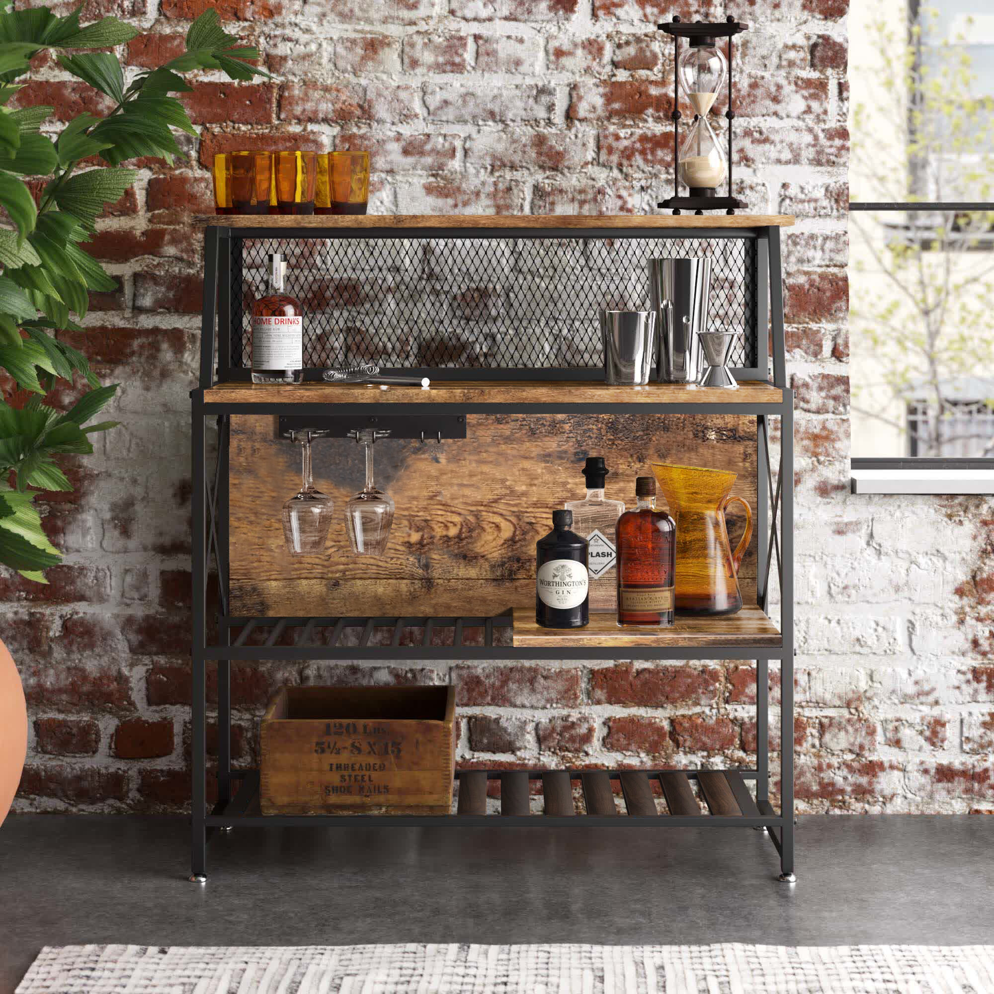 bar set with wine storage