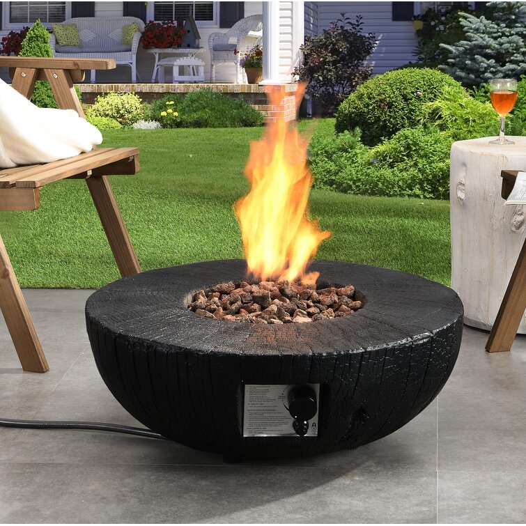 Loon Peak® 28 In. 30000 Btu Round Outdoor Propane Gas Fire Pit With Water  Proof Cover And Lava Rock | Wayfair