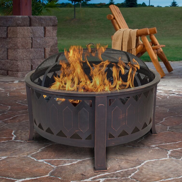 Outdoor Leisure Products Steel Wood Burning Fire Pit & Reviews | Wayfair