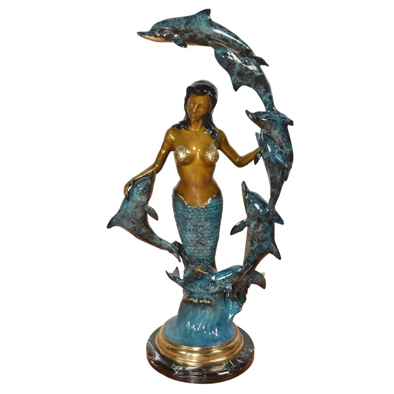 Art Frame Direct Mermaid With Seven Dolphins On Marble Base 29 Inch Tall Bronze Wayfair See more ideas about drawing tutorial, mermaid drawings, art tutorials. wayfair com