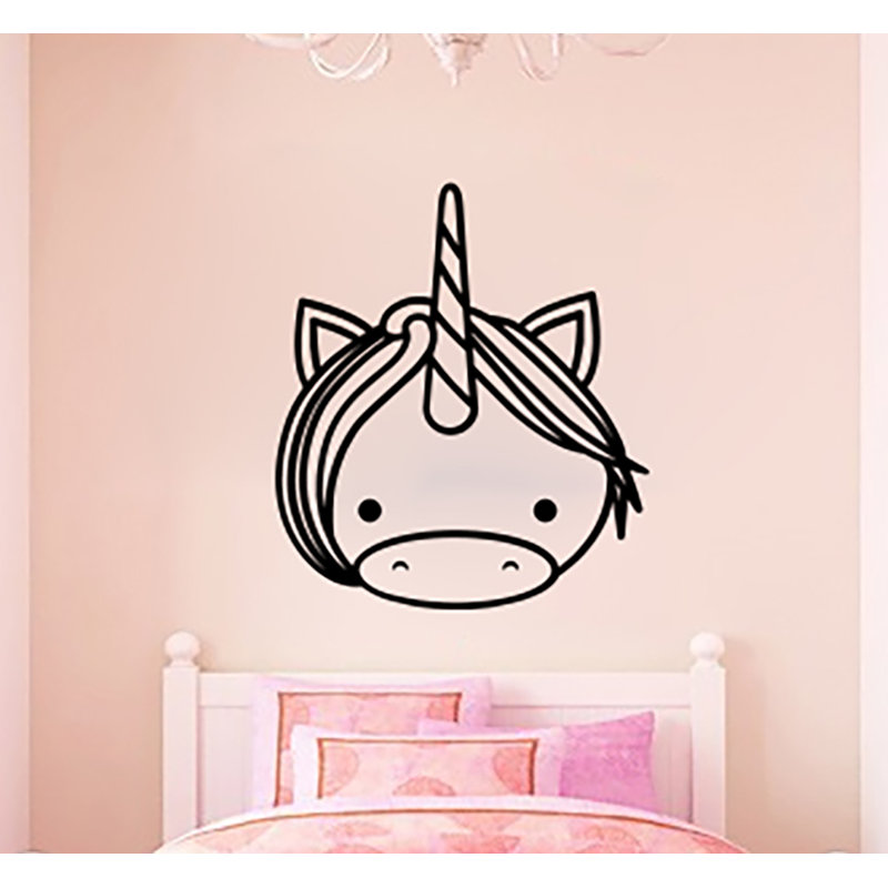 Zoomie Kids Cute Unicorn Head Silhouette Vinyl Words Wall Decal Wayfair