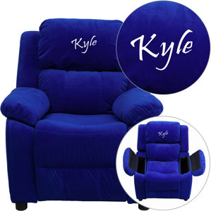 Deluxe Contemporary Personalized Kids Recliner with Storage Compartment by Flash Furniture
