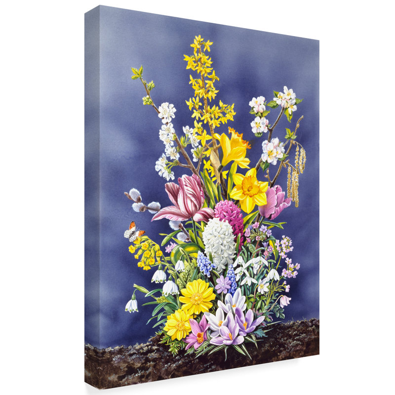Trademark Art Spring Flowers Clouds Acrylic Painting Print On