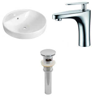 Go to store & view more images American Imaginations Ceramic Circular Drop-In Bathroom Sink with Faucet