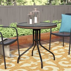 Details about   Garden Bistro Glass Table Outdoor 60cm Round Dining Coffee Tea Table Metal Frame 