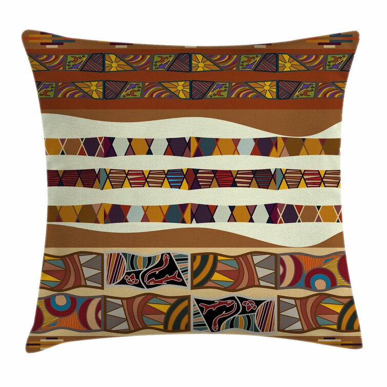 E by design Woven Tiki Geometric Print Pillow 16 x 16 Green 