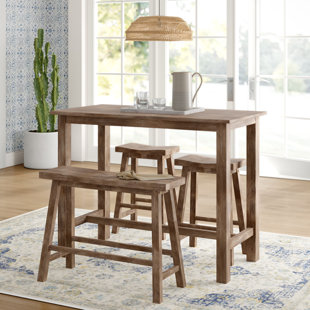 liesel counter 5 piece breakfast nook solid wood dining set