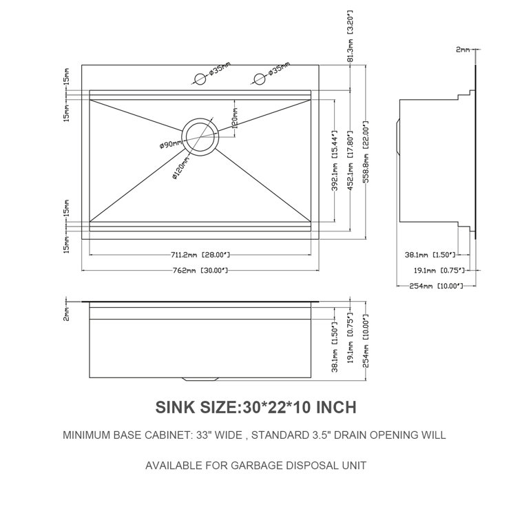 Kitchen Sink Drop In - 30 Inch Topmount 16 Gauge Stainless Steel Single  Bowl Ledge Workstation Sink Basin