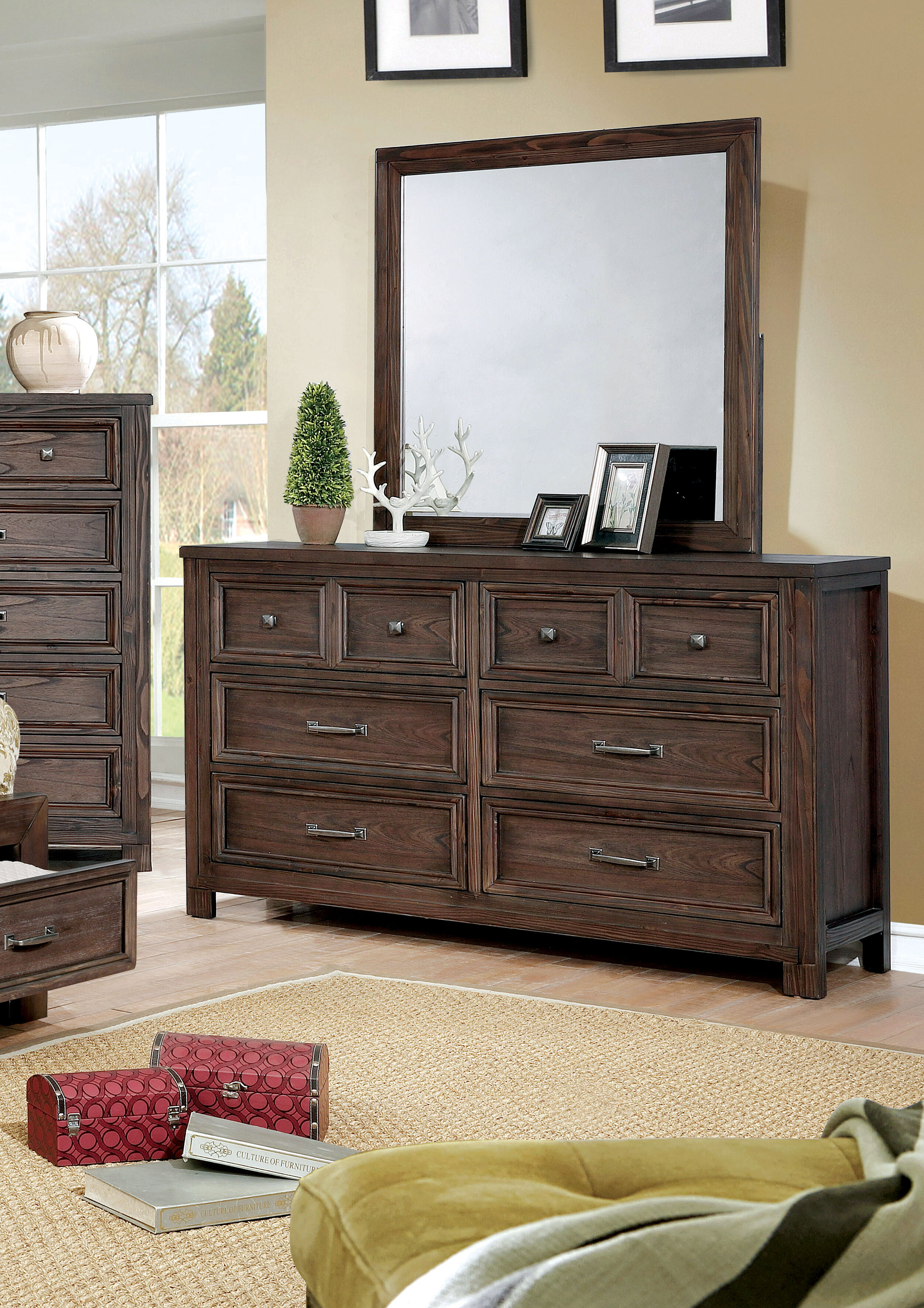 Loon Peak Cuvier 8 Drawer Double Dresser With Mirror Wayfair