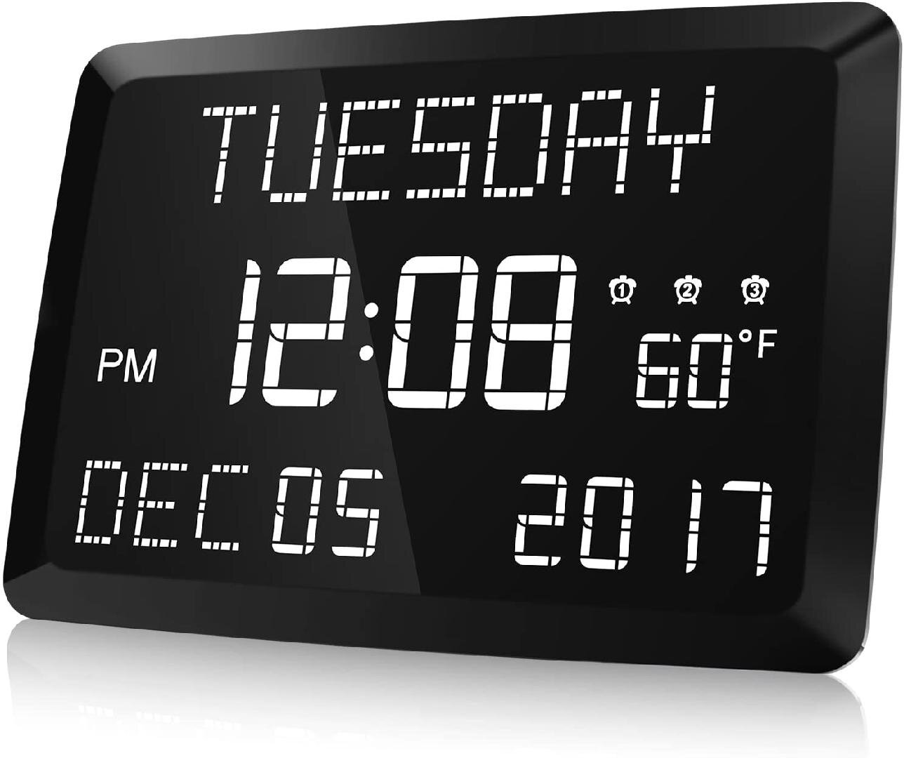 3D LED Big Digital Alarm Clock Decor Adjustable Brightness Decorative Clock Gift 