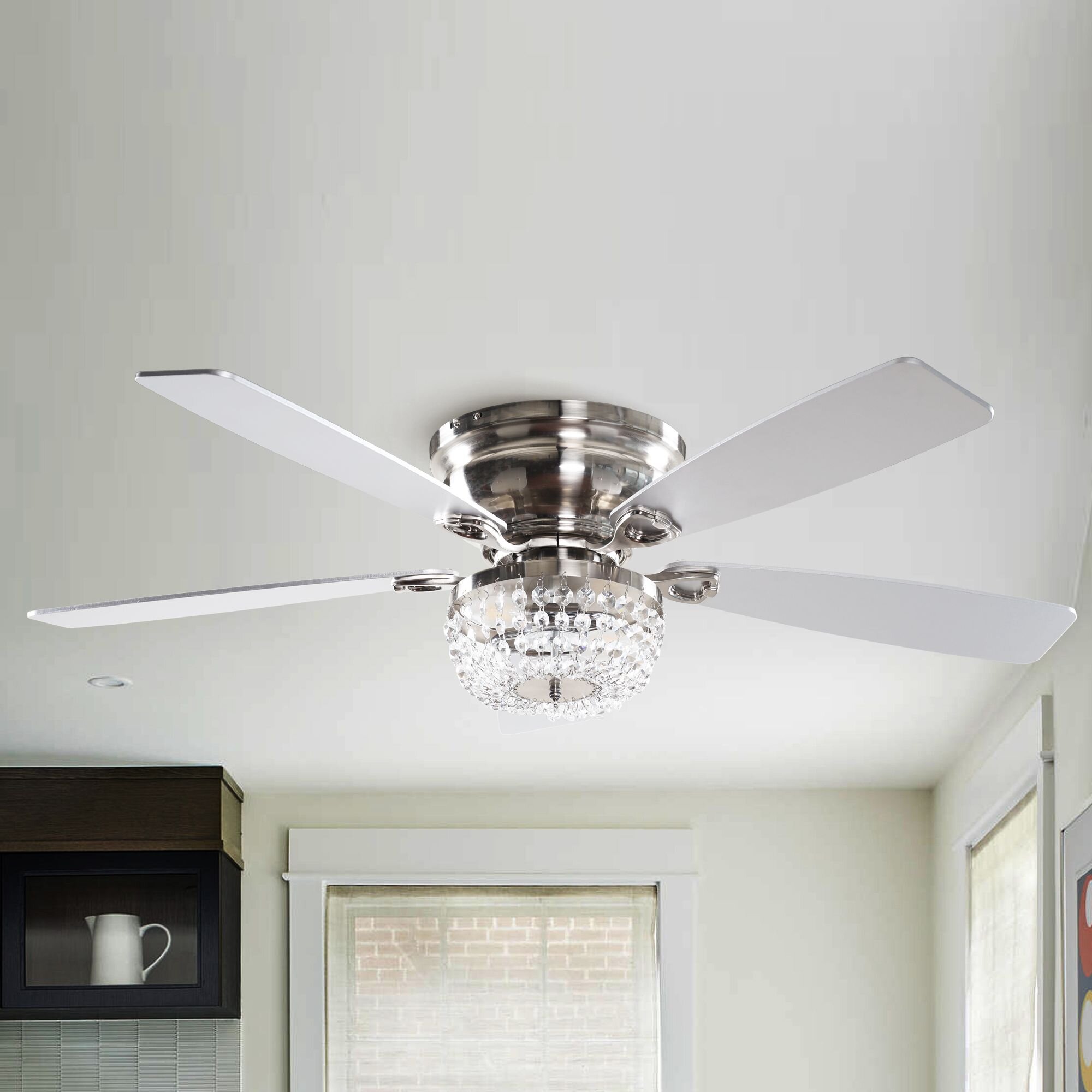 House Of Hampton 48 Shellie 5 Blade Crystal Ceiling Fan With Remote Control And Light Kit Included Reviews Wayfair