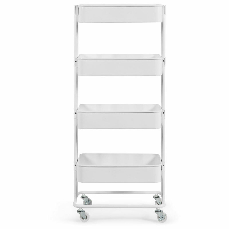 Costway 4 Tier Metal Rolling Storage Cart Mobile Organizer Wayfair