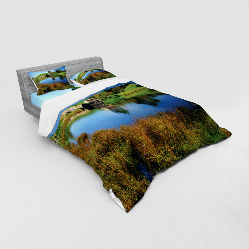 East Urban Home Hobbit Land Village House By Lake With Stone Bridge Farmhouse Cottage New Zealand Duvet Cover Set Wayfair