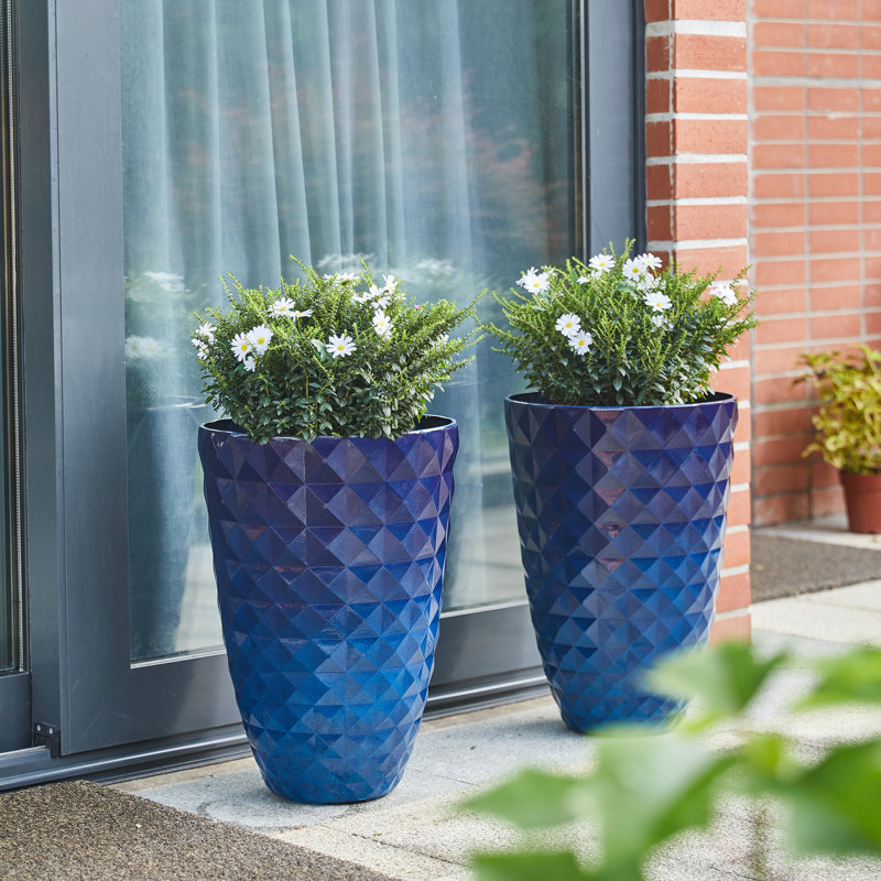 Dneisha Eco-Friendly 2-Piece Pot Planter Set Color: Cobalt Blue