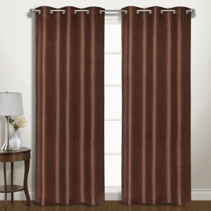 Vintage Solid Blackout Grommet Curtain Panels (Set of 2)