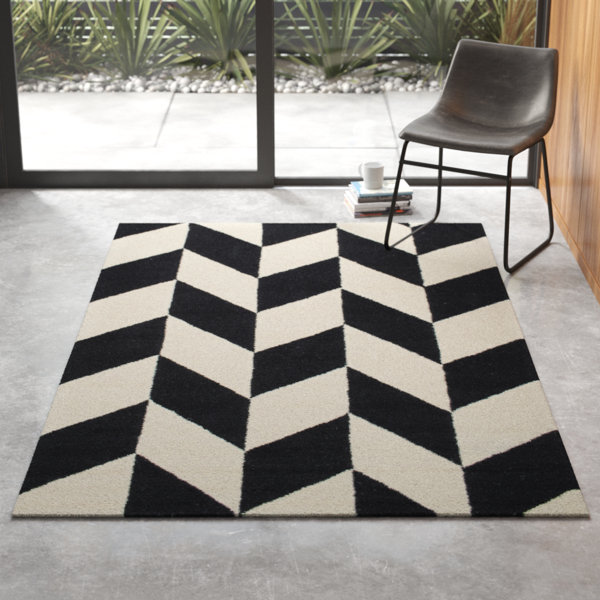 Lula Geometric Handmade Tufted Wool Black White Area Rug Reviews Allmodern
