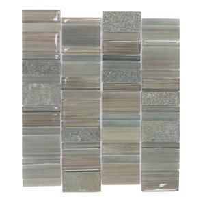 Watson Random Sized Glass and Stone Mosaic Tile in Taupe and Gray