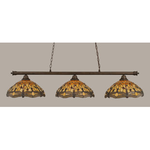 Go to store & view more images Red Barrel Studio Mendez 3-Light Dragonfly Tiffany Shade Billiard Light