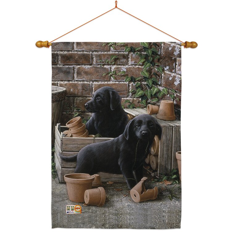 Outdoor Black Lab Large Flag Designed to Hang Vertically from an Pole 28"X40" 