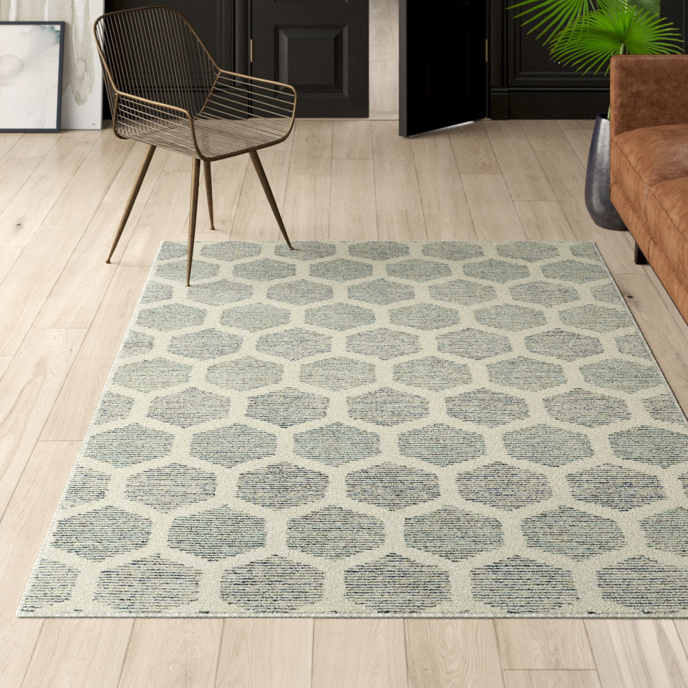 Mercury Row Moshier Hand Tufted Wool Ivory Green Area Rug Wayfair