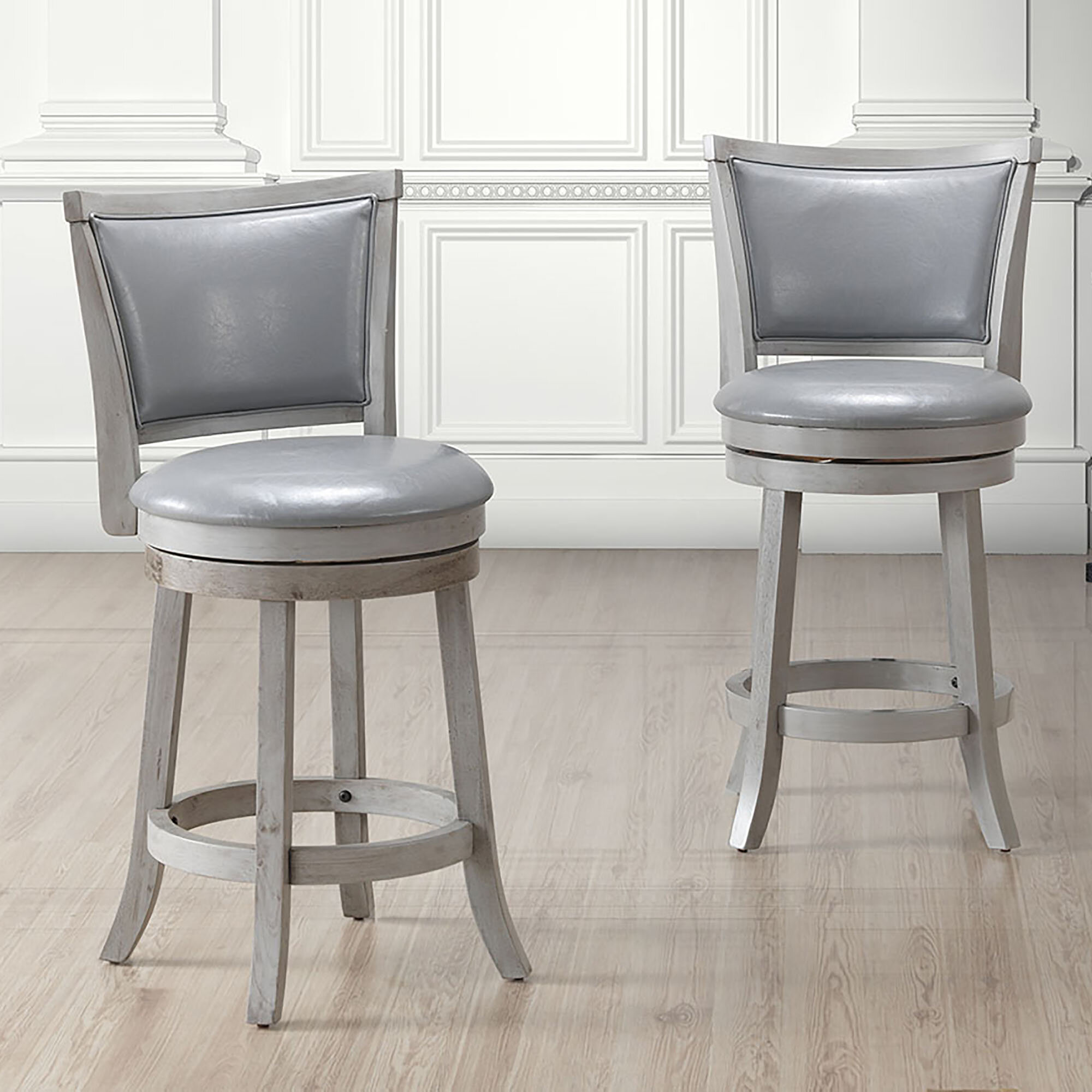 Faux Leather Grey Bar Stools