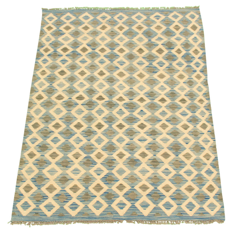 World Menagerie Havell Geometric Handmade Kilim Wool Light Blue Cream Area Rug Wayfair