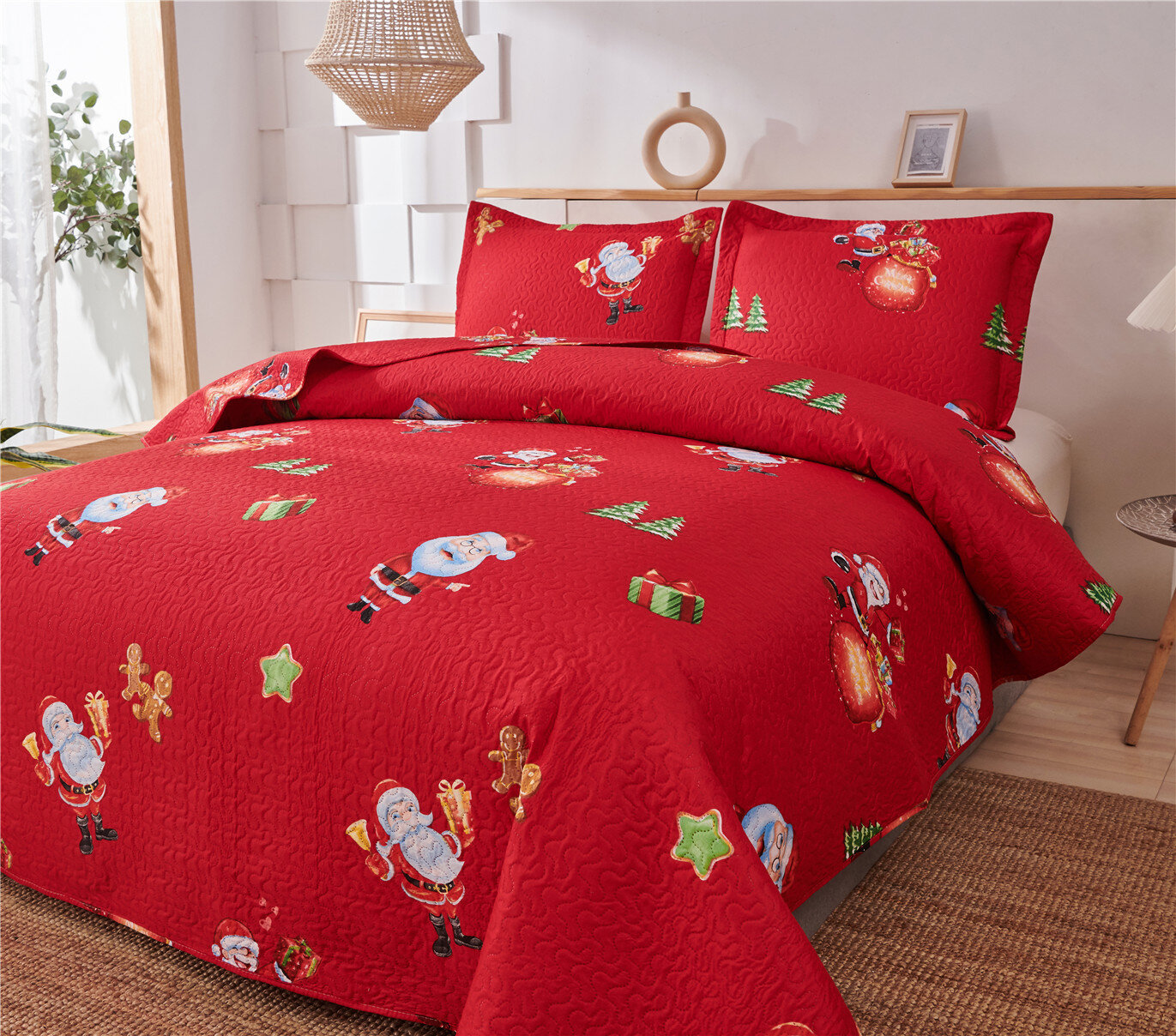 The Holiday Aisle® Laurita Red Microfiber Reversible 3 Piece Coverlet /  Bedspread Set | Wayfair