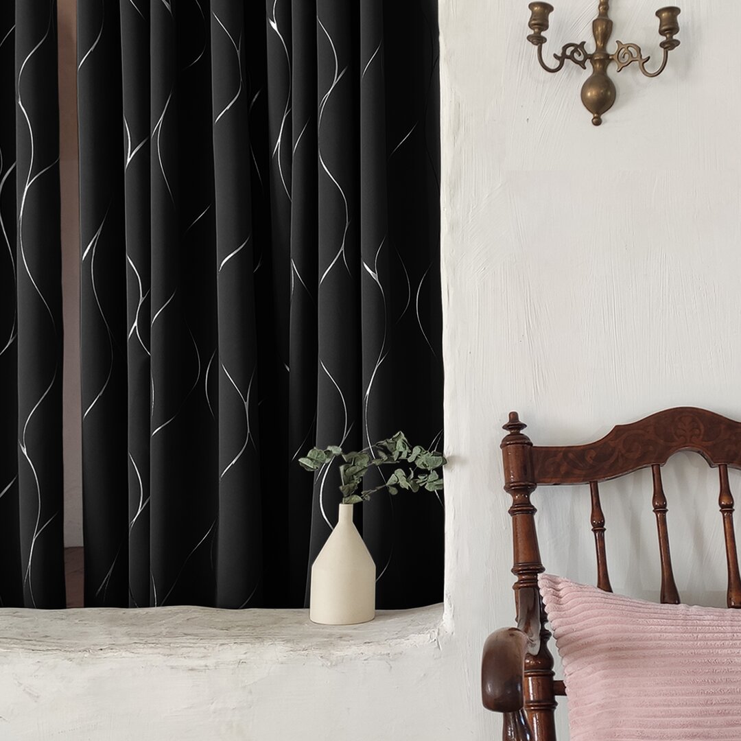 Seligman Wave Foil Printed Room Darkening Thermal Curtains