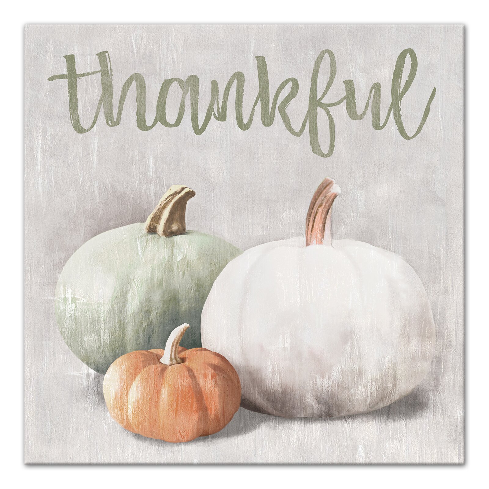Thanksgiving Wall Decor - 'Thankful Colo Pumpkins' Textual Art on Canvas